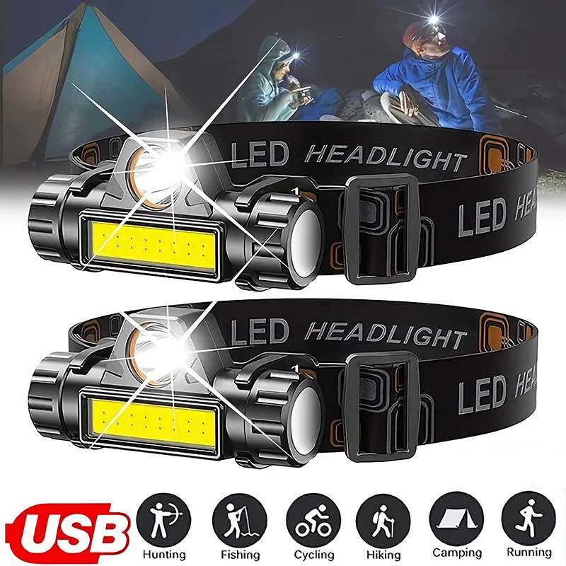 Outdoor Power Head - Rechargeable COB LED USB Headlamp Strong