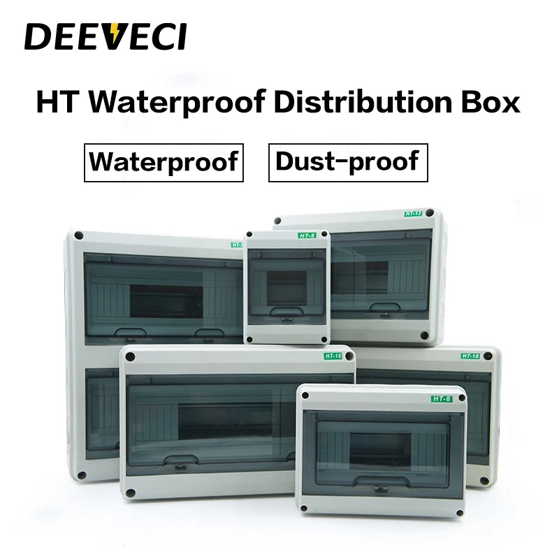 Outdoor Power Board Box - HT-5/8/12/15/18/24 Plastic Distribution Box Waterproof MCB