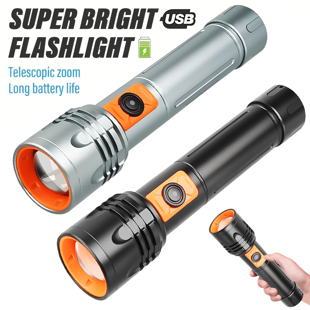 Outdoor Power For Lights - High Power LED Flashlight USB Rechargeable