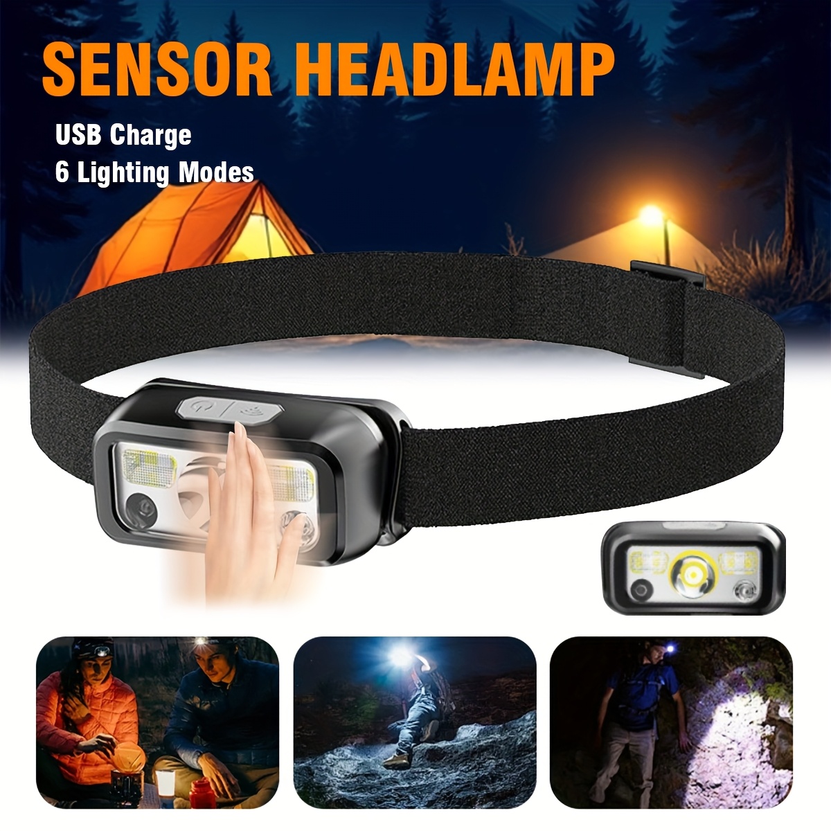 Outdoor Power Head - Powerful COB LED Sensor Headlamp USB