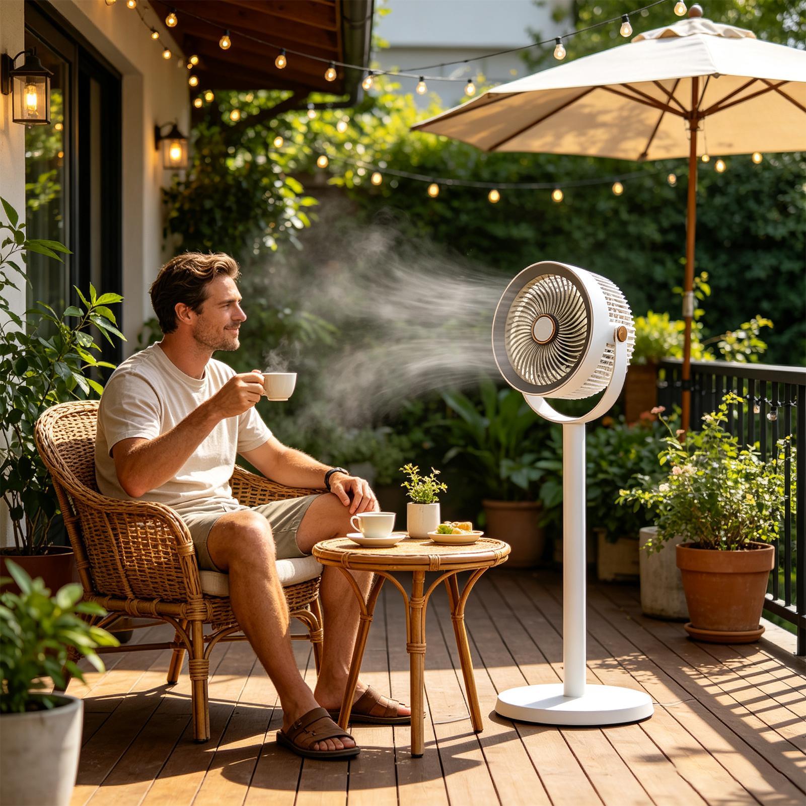 Outdoor Power Pedestal - Standing Fan Rechargeable 5-Speed Silent Pedestal