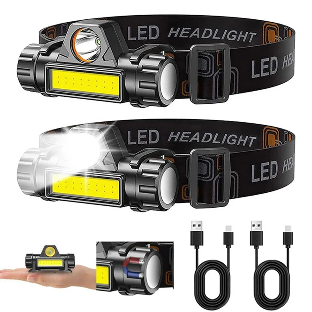 Outdoor Power Head - 1-3PCS Rechargeable COB LED Headlamp Strong