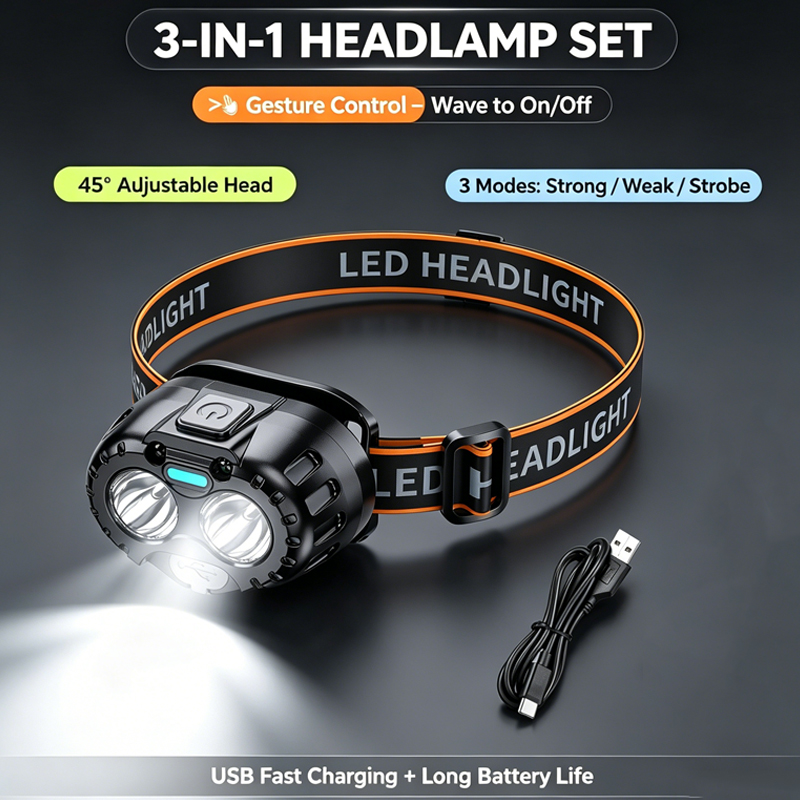 Powerful LED Headlamp IPX4 Wat - Outdoor Power Head ulasan dan harga