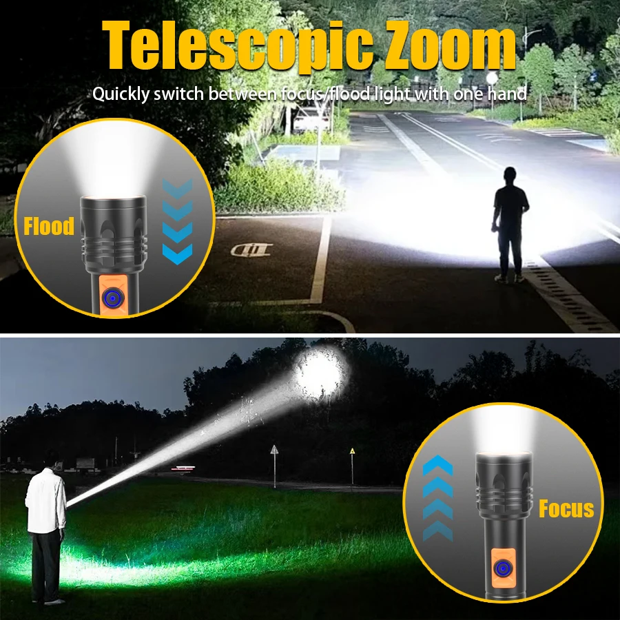 High Power LED Flashlight USB  - Outdoor Power For Lights ulasan dan harga